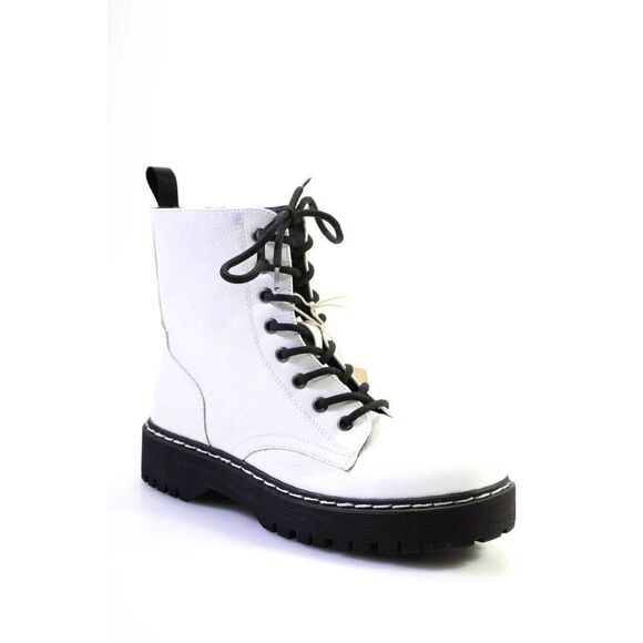 Shoes - Womens Size 9.5 M White Sincerely Jules Harley Combat Boots Shoes Chelsea